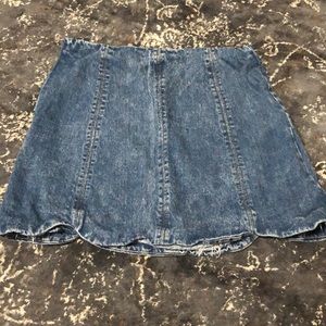Scalloped Hem Blue Denim Skirt